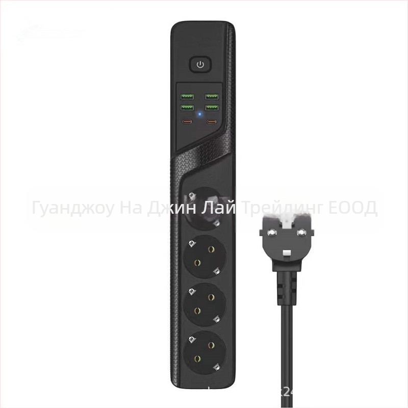 Европейски 4-гнезден USB разклонител с германски стандарт, защита от пренапрежение, Type-C, висока мощност 3000W, корпус огнеупорен PC, медни проводници, CE/ROHS