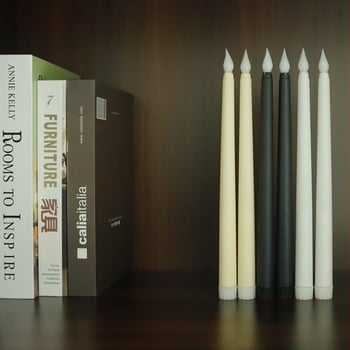 LED свещ с дистанционно управление с 10 бутона, дълга цилиндрична пластмасова свещ, инжекционно формована, печат на лого