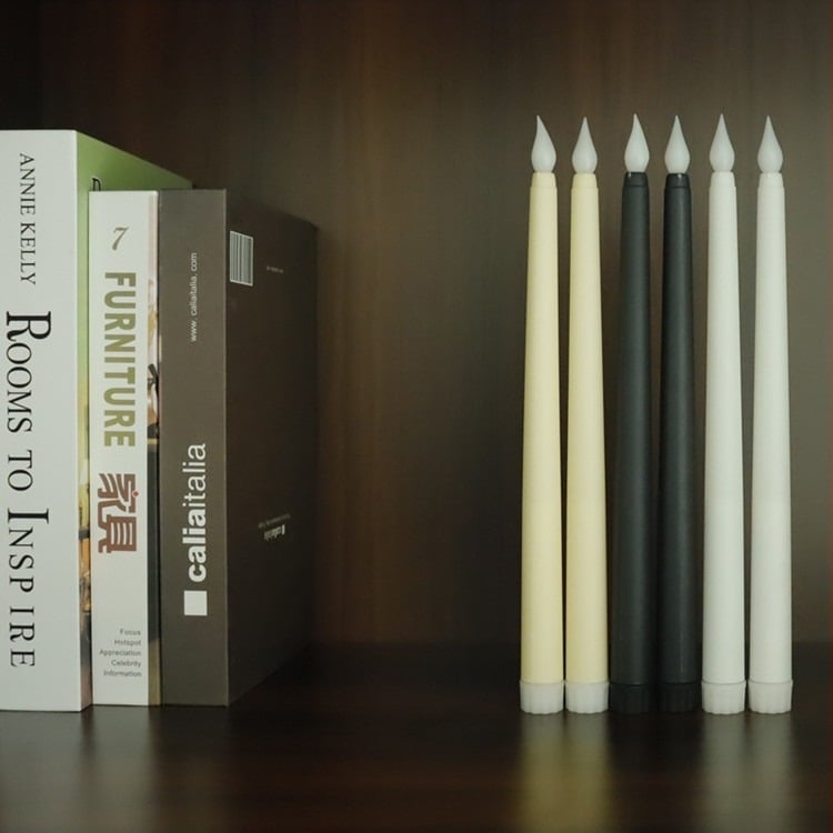 LED свещ с дистанционно управление с 10 бутона, дълга цилиндрична пластмасова свещ, инжекционно формована, печат на лого