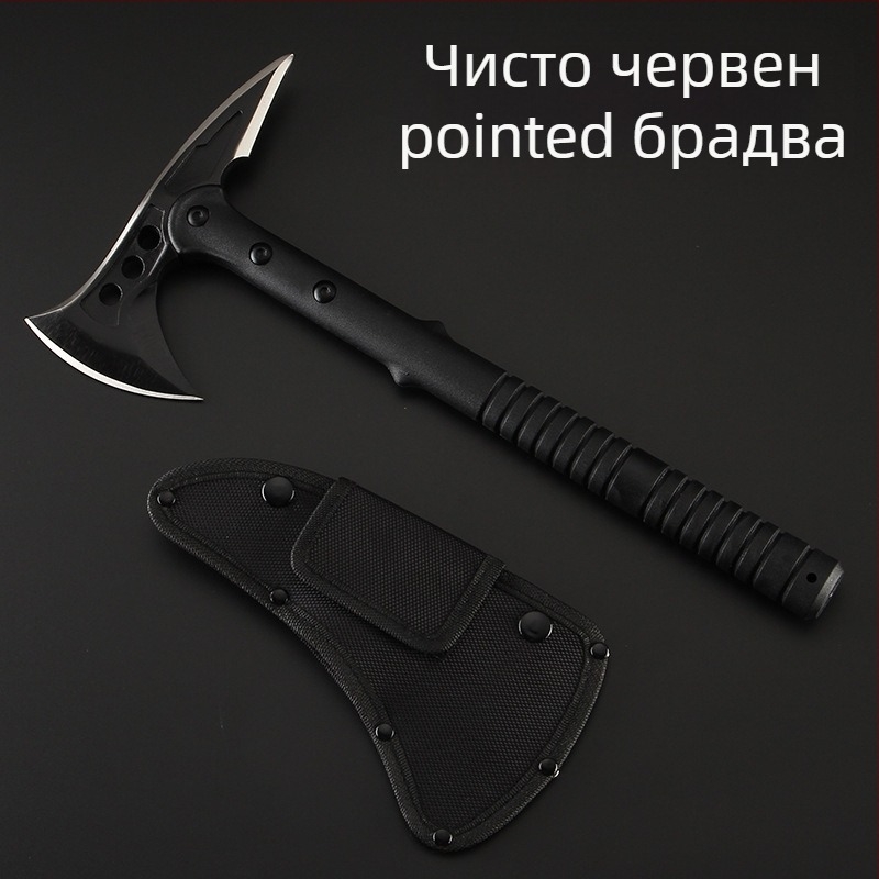 Тактическа брадва за оцеляване с глава‑чук, върх за пожарогасене и 420 неръждаема стомана, 55–57 HRC