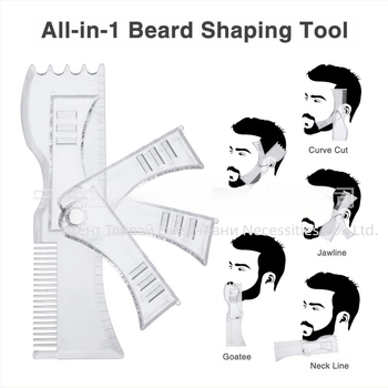 Ротационен гребен за брада с регулируеми ъгли и рулетка – PS материал, марка TIANWEI, OEM/частна марка налични, опаковка: 1 бр в крафт кутия