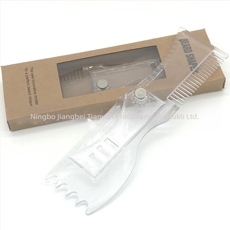 Ротационен гребен за брада с регулируеми ъгли и рулетка – PS материал, марка TIANWEI, OEM/частна марка налични, опаковка: 1 бр в крафт кутия