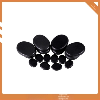 Комплект СПА базалтови горещи камъни за масаж, 16 броя, овални масажни камъни, шлайфани и полирани, естествен камък