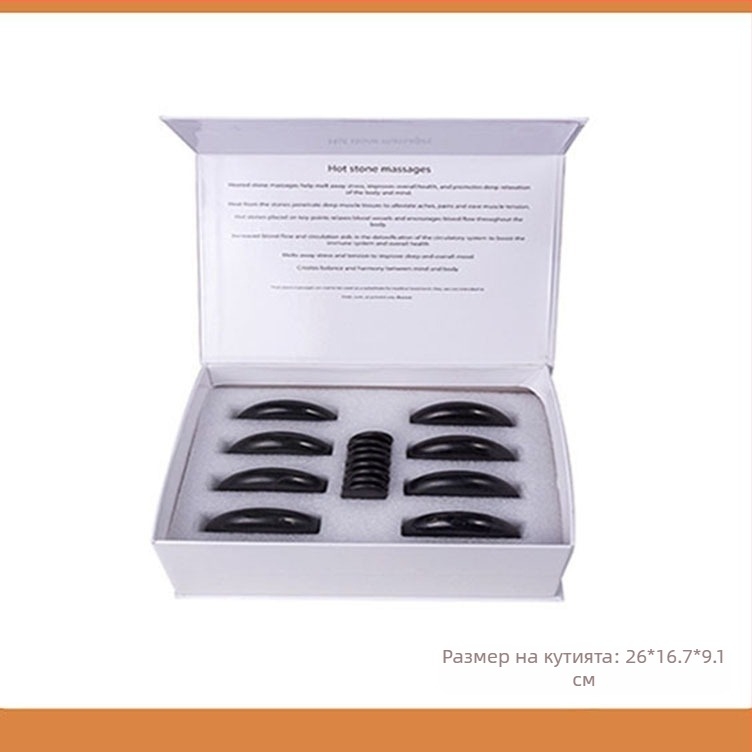Комплект СПА базалтови горещи камъни за масаж, 16 броя, овални масажни камъни, шлайфани и полирани, естествен камък
