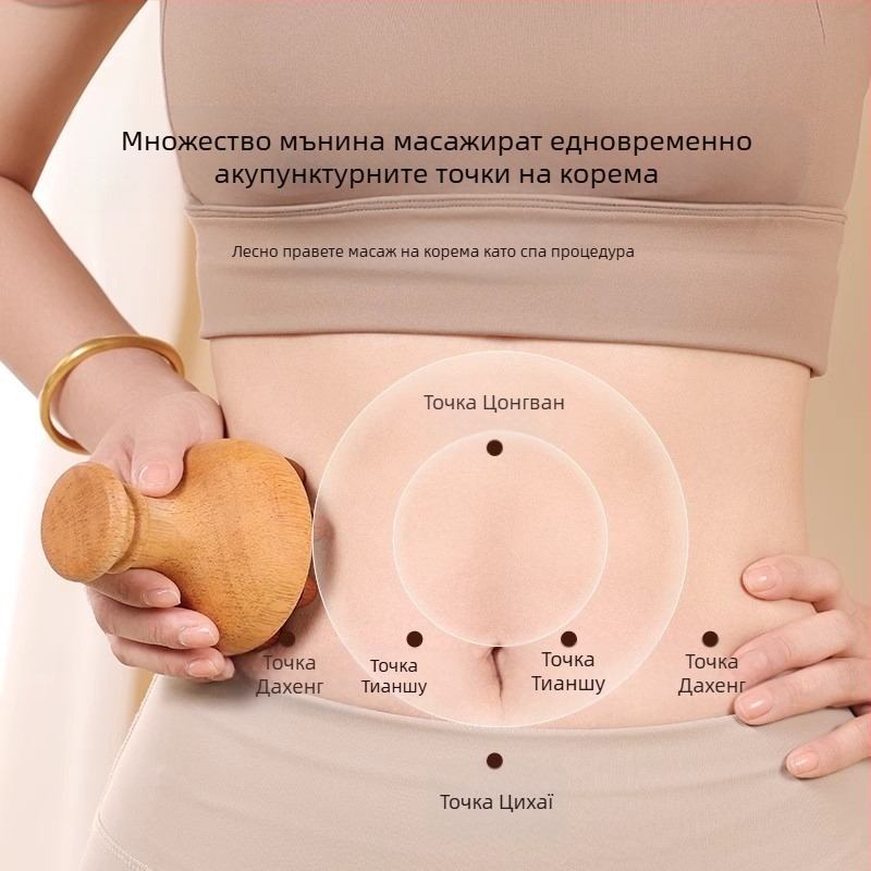 Дървен меридианен масажор за корем — USB захранване, музикална функция, механично управление, от Little Red Fish Jewelry