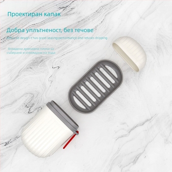 Пътуваща портативна кутия за сапун със капак, водоустойчива и плътно уплътняваща; компактна за носене; материал: PP и силикон; печат на лого наличен.