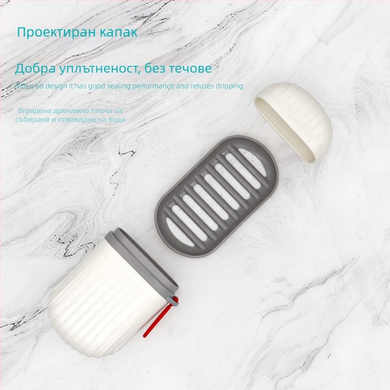 Пътуваща портативна кутия за сапун със капак, водоустойчива и плътно уплътняваща; компактна за носене; материал: PP и силикон; печат на лого наличен.