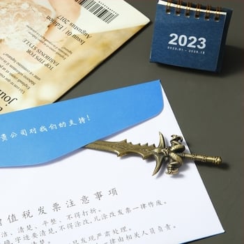 Нож за отваряне на писма, метален сплав цинк, ретро стил, преносим, многофункционален офис инструмент за отваряне на поща и разрязване на документи