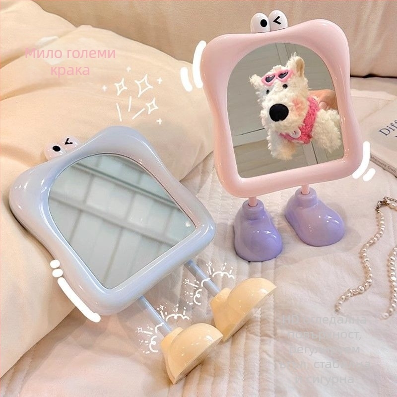 Yiyou грим огледало - настолно, вертикално, пластмасова рамка, сребърно огледало, без електричество, подходящо за общежитие, дневна или спалня.