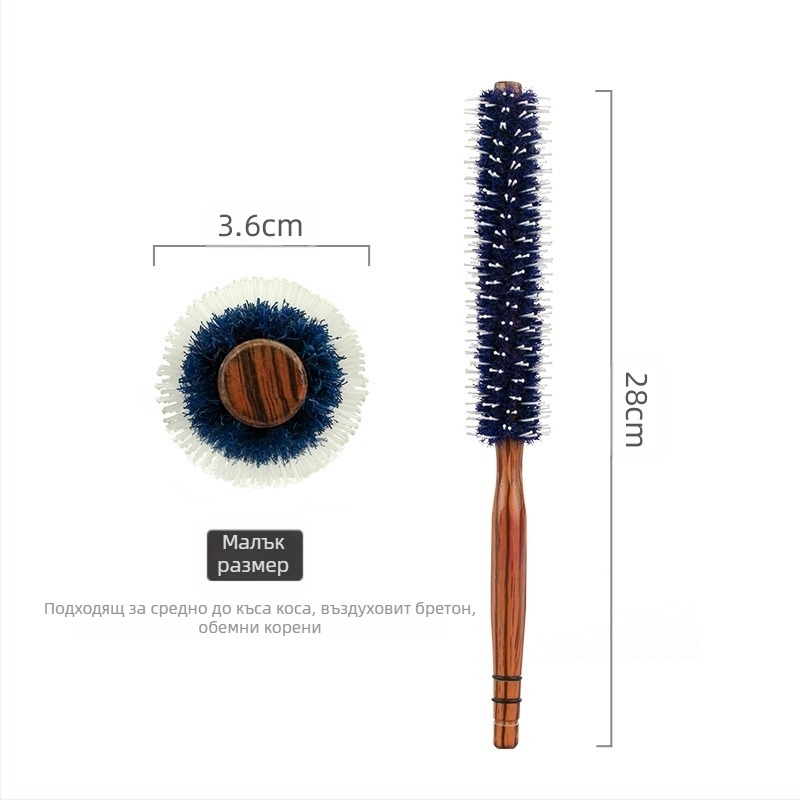 Гребен от лотосово дърво с четина от свинска коса за къдрене и стилизиране – цилиндричен ролер, дървен гребен, Guangzhou