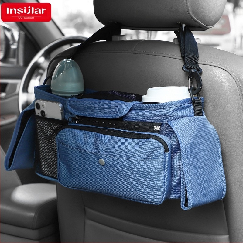 Insular/Inxiuli висяща чанта за количка за бебета – водоустойчива, многофункционална чанта‑органайзер за бутилки, чаши и пелени