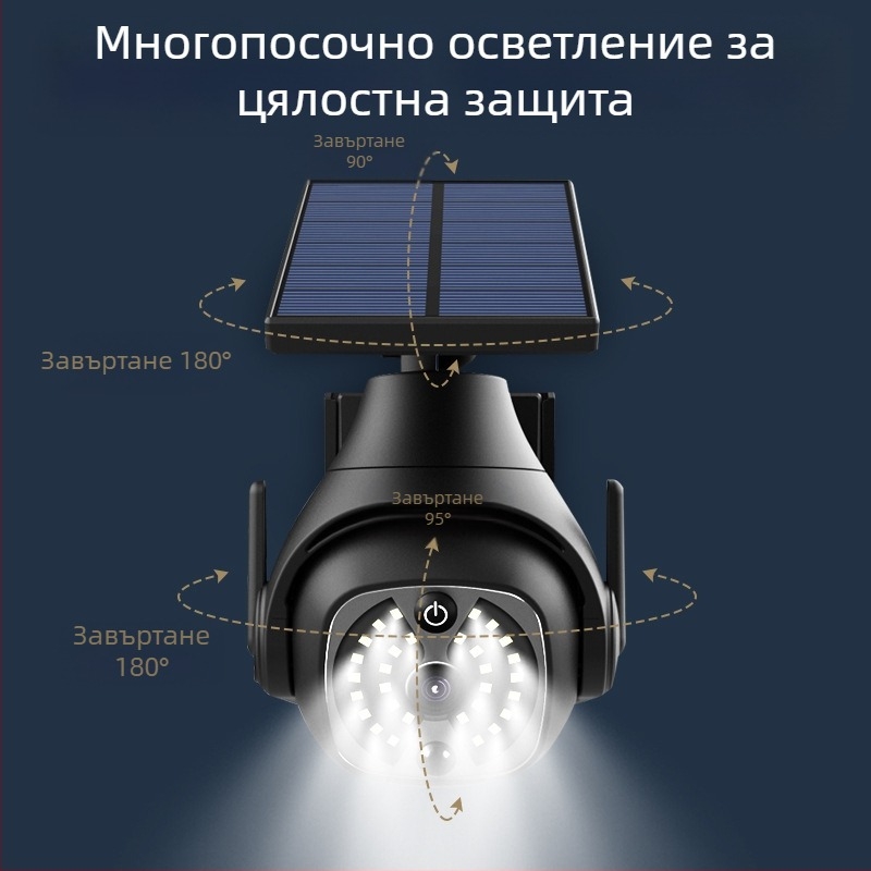 Соларна външна LED лампа със сензор за движение, IP65, 6W, 5V, модел K23