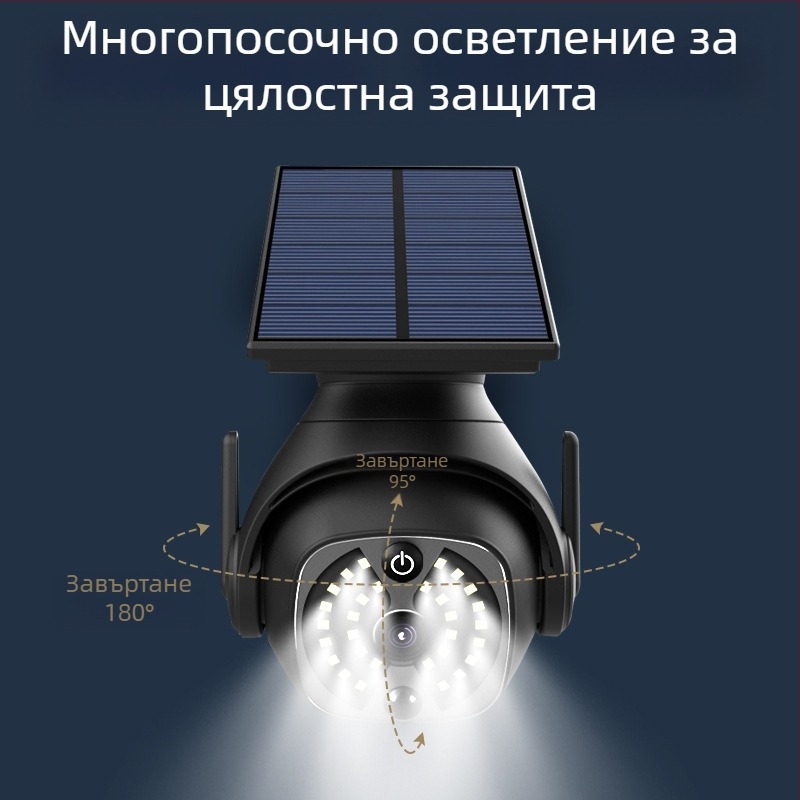 Соларна външна LED лампа със сензор за движение, IP65, 6W, 5V, модел K23