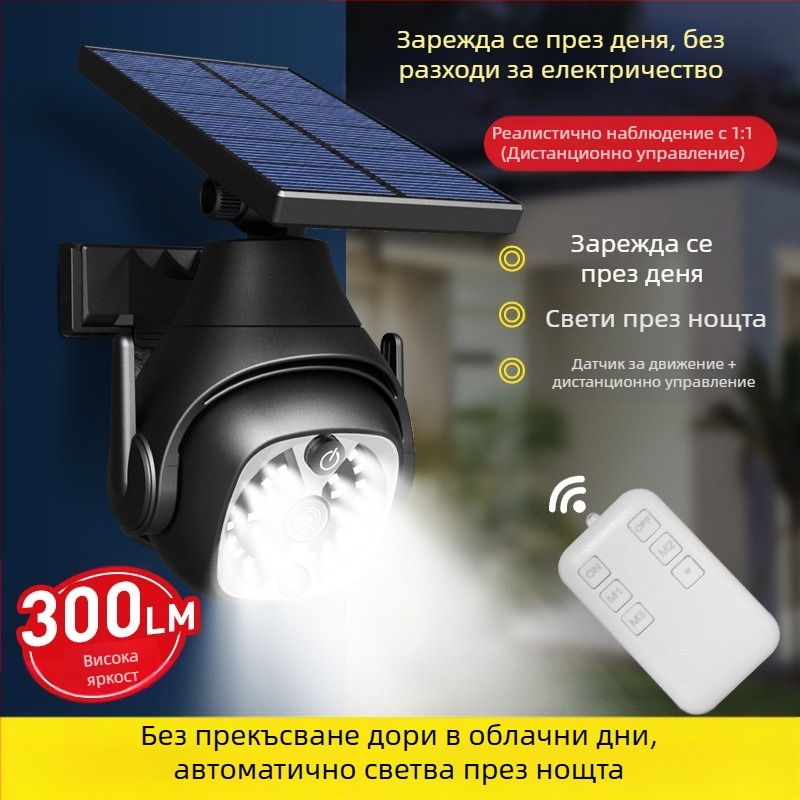 Соларна външна LED лампа със сензор за движение, IP65, 6W, 5V, модел K23