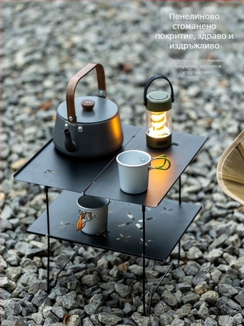 Портативна сгъваема маса за къмпинг, стоманена плоча със студено валцоване, сгъваема, подходяща за пътуване, обработка по поръчка