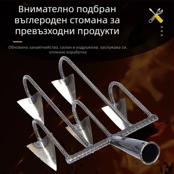 Триъгълна копачка с пет зъба, манганова стомана, усилена конструкция за разрохкване и плевене