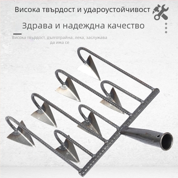 Триъгълна копачка с пет зъба, манганова стомана, усилена конструкция за разрохкване и плевене