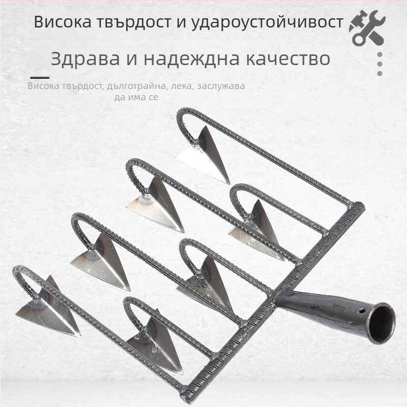 Триъгълна копачка с пет зъба, манганова стомана, усилена конструкция за разрохкване и плевене