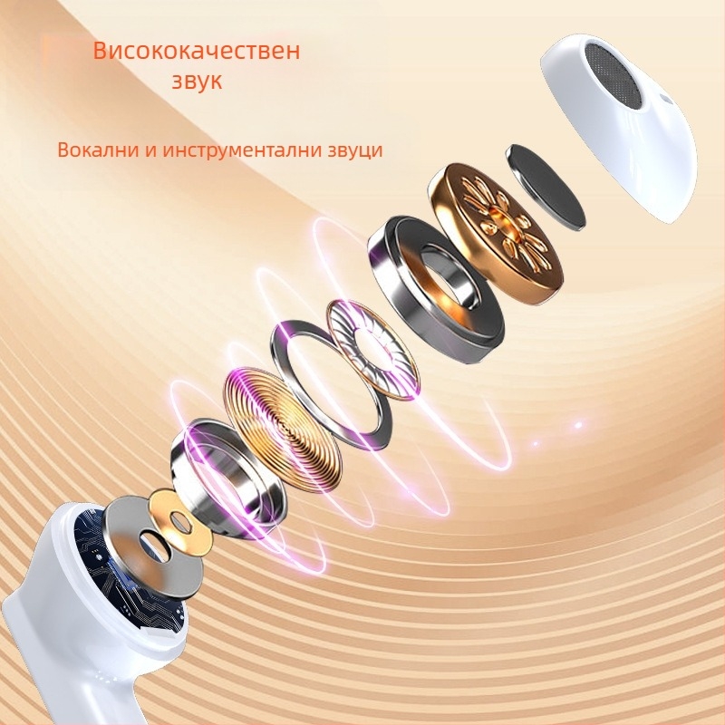 Безжични Bluetooth слушалки в ушите, частен модел, Bluetooth 5.0, IPX4 водоустойчиви, шумопотискане, обхват до 10 м, време за работа 4–8 ч