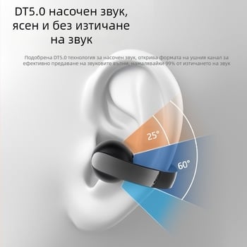 GD11 безжична клипслушалка Bluetooth, дизайн без вмъкване в ухото, Bluetooth 5.4, IPX6, живот на батерията 4–8 ч