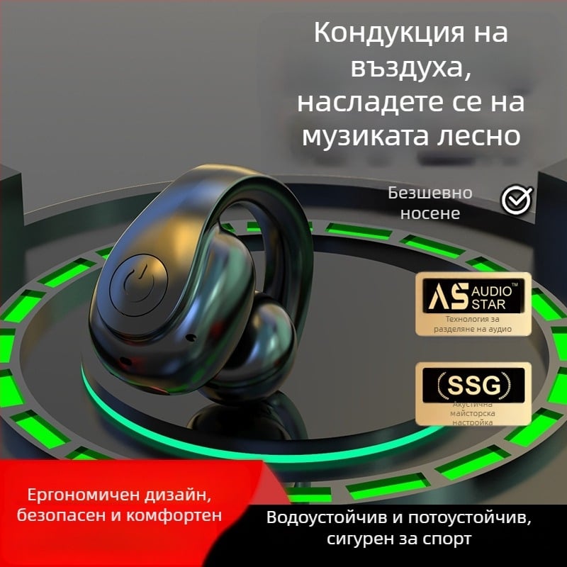 GD11 безжична клипслушалка Bluetooth, дизайн без вмъкване в ухото, Bluetooth 5.4, IPX6, живот на батерията 4–8 ч