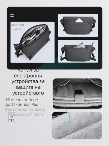 Мъжка презрамкова чанта MARK RYDEN, градска простота, Oxford плат, подплата от полиестер, еднотонен модел, износоустойчива за ежедневна употреба