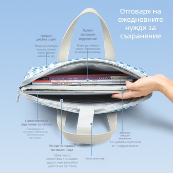 Унисекс чанта за лаптоп, водоустойчива, ултра лека, удароиздръжлива, полиестер