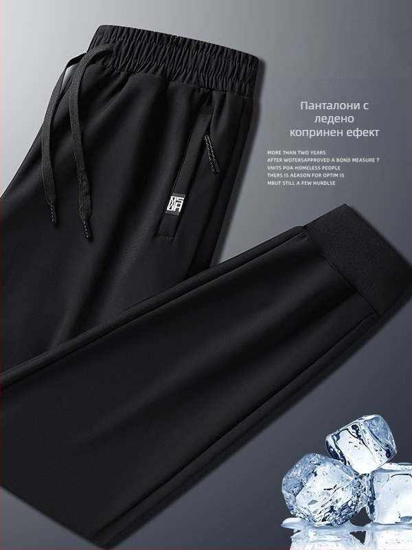 Мъжки летни панталони от найлон и спандекс (75% найлон, 25% спандекс), свободна кройка, прав силует, влагоотвеждаща материя, висок талия