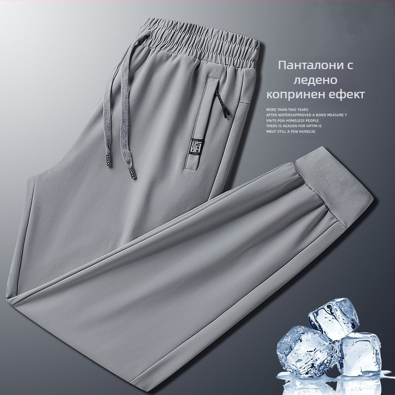 Мъжки летни панталони от найлон и спандекс (75% найлон, 25% спандекс), свободна кройка, прав силует, влагоотвеждаща материя, висок талия