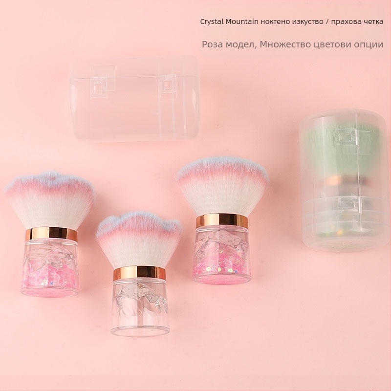 Четка за пудра с изкуствени влакна, пластмасова дръжка, преносим дизайн, опакована в кутия (Изкуствени влакна; Пластмасова дръжка; Преносим дизайн; Опаковано в кутия)