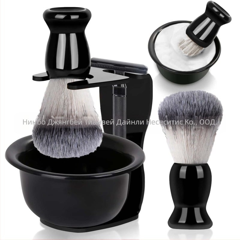 Комплект за бръснене TIANWEI: купа за пяна, четка за бръснене, държач за остриета, сапун/крем за бръснене и набор от остриета; 50 комплекта в кутия