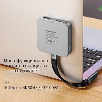 M.2 NVMe SSD корпус и докинг станция с HDMI, USB-C 3.2, алуминиева сплав, поддържа до 2 TB