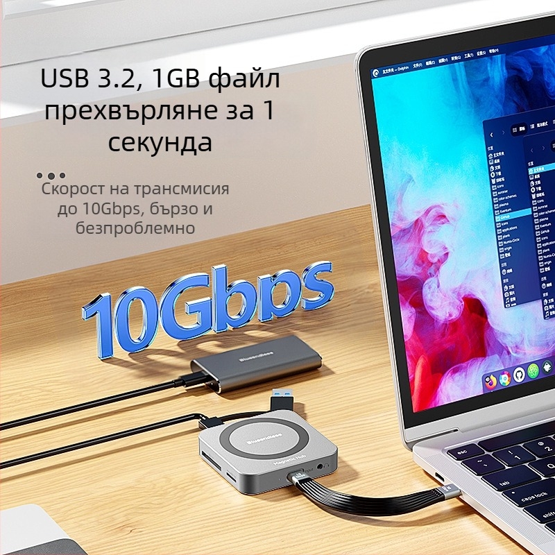 M.2 NVMe SSD корпус и докинг станция с HDMI, USB-C 3.2, алуминиева сплав, поддържа до 2 TB
