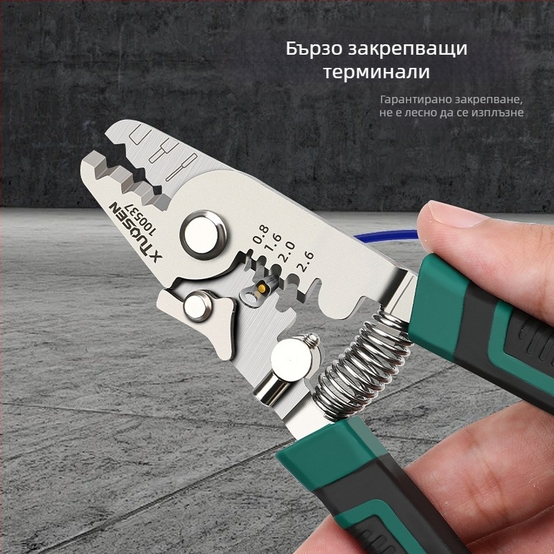 Клещи за оптично влакно – мултифункционален инструмент за обелване, захващане, рязане и подстригване, с остър нос