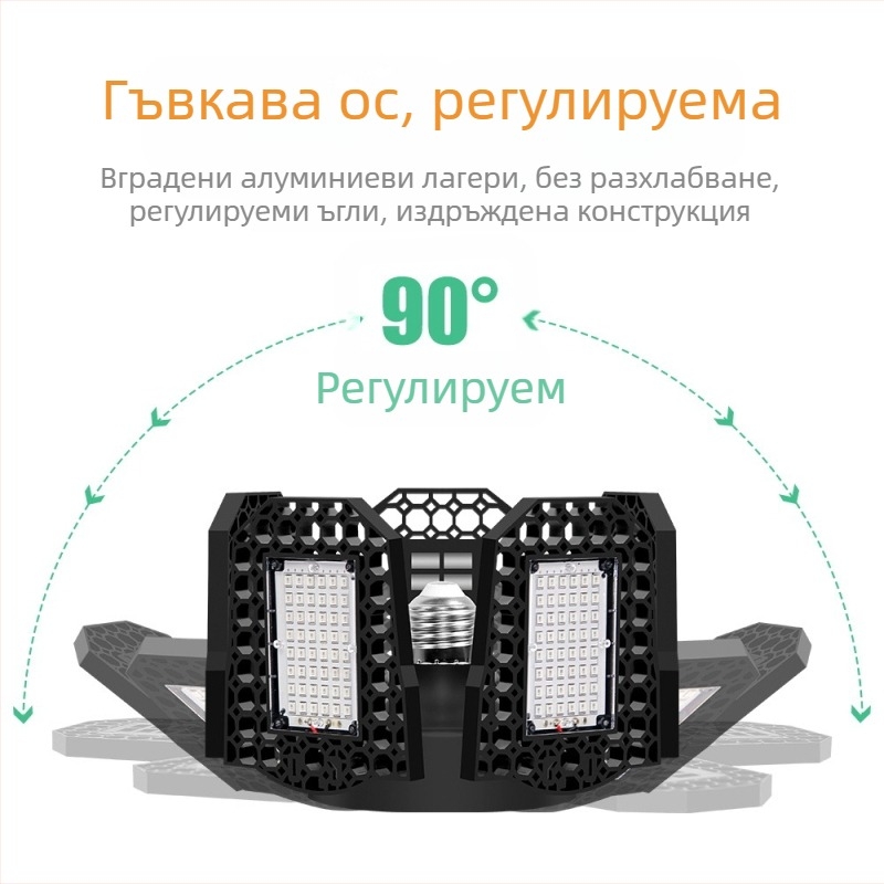 LED лампа за растеж на растения със спектър червено‑син, сгъваем дизайн, 216/252/288 светодиоди, вход AC100-277V, корпус ABS+PC, тегло 295 г