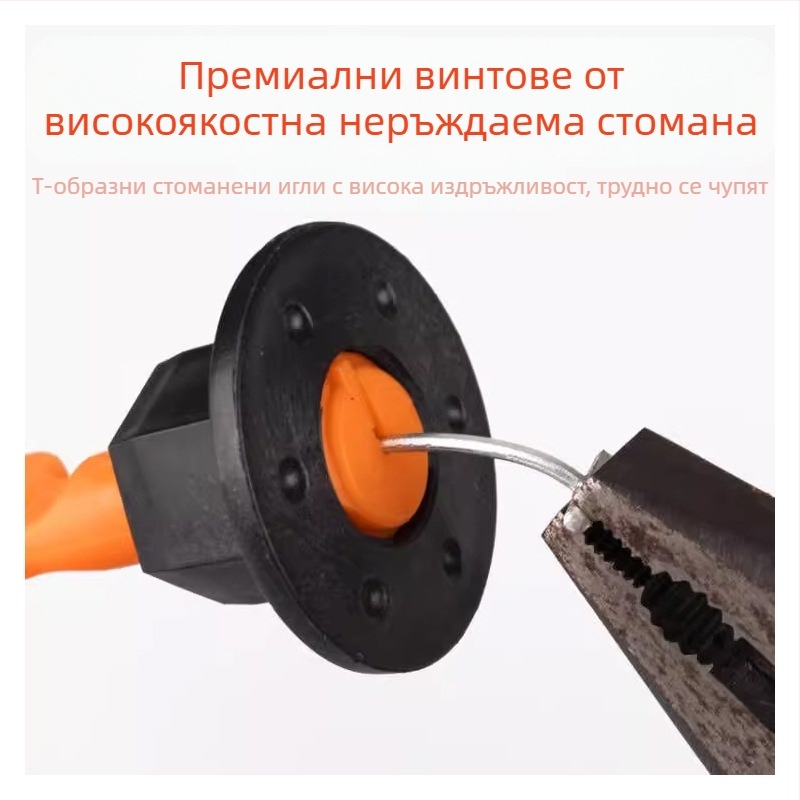 Уред за нивелиране на плочки със заменяеми стоманени игли, Т‑пин и повторно използваем клип