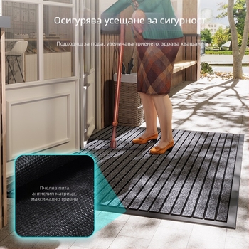 PVC входна килимка за врата, квадратна, райе, модерен минималистичен стил, миеща се