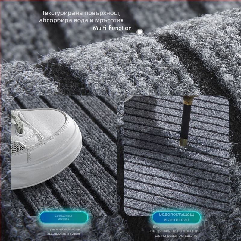 PVC входна килимка за врата, квадратна, райе, модерен минималистичен стил, миеща се