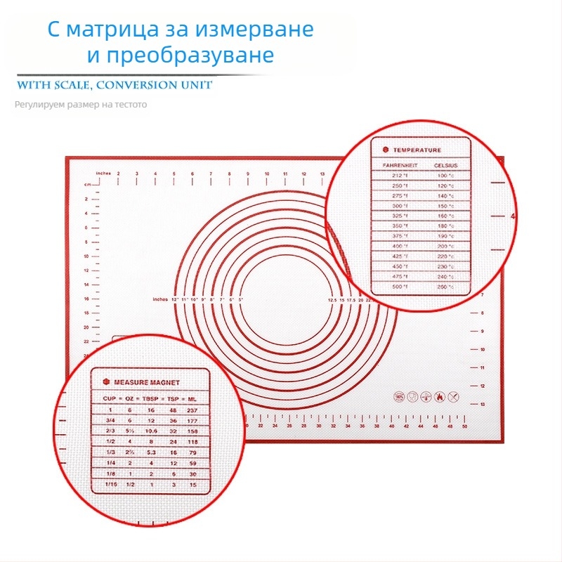 Xuan Juan Платинен силиконов мат за месене с фибростъкло – мултифункционална подложка за месене, разточване, печене и дъска за рязане, антислип, модерен стил, висококачествен продукт