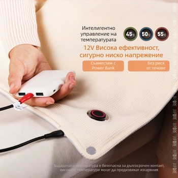 Електрическо одеяло HS05 с графеново нагряване, USB захранване, три нива контрол на температурата, синтетично влакно