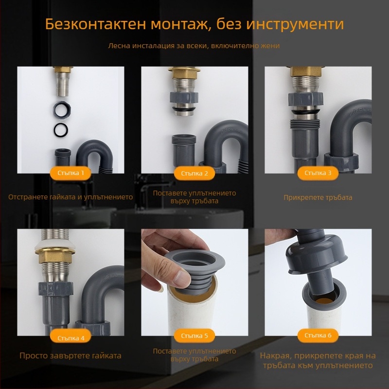 S-образна дезодорираща канализационна тръба | Модел: S-bend deodorant sewer pipe; Материал: PP; Форма: S Bend; Марка: Ruiquan