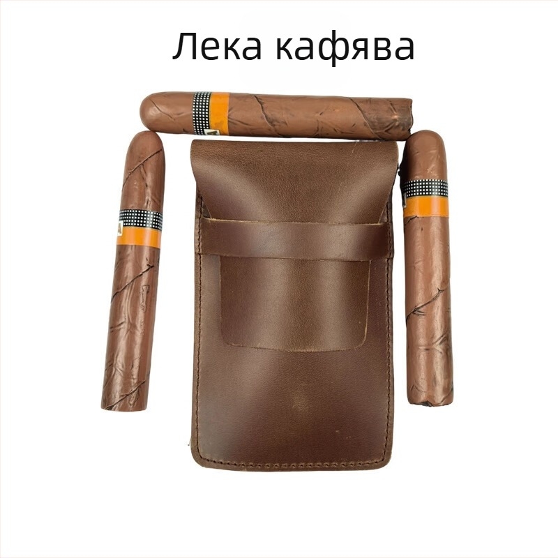 Портативен комплект за пури – 3 броя, Crazy Horse кожа, луксозен стил, Cigarloong CH-25AR1