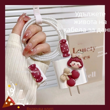 TPU защитен калъф за Apple 20W бързо зарядно – карикатурен дизайн с череши