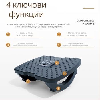 Подложка за крак под бюрото, антихлъзгаща се люлееща се табуретка, пластмасова с PP пълнеж, персонализируема, модел Shake upgraded pedal