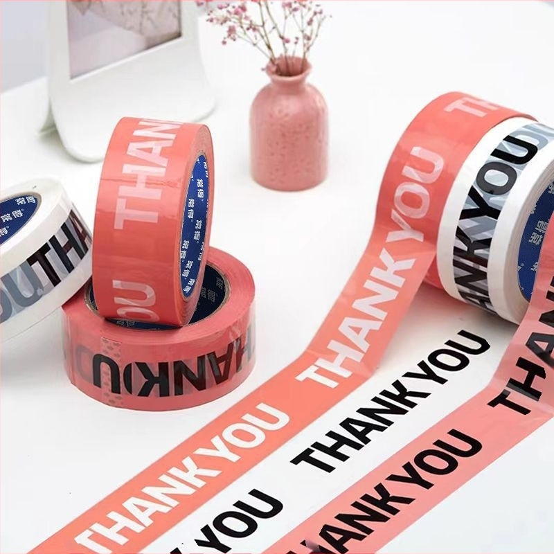Лента за запечатване с надпис THANK YOU и карикатурен мотив – филм BOPP, лепило на водна основа, дебелина 1.5 мм, за запечатване и опаковане, силна адхезия