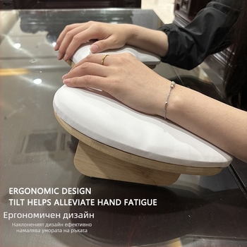 У-образена възглавница за опора на ръката при маникюр – комплект за настолна фототерапевтична лампа, кожа-пяна-дървена конструкция