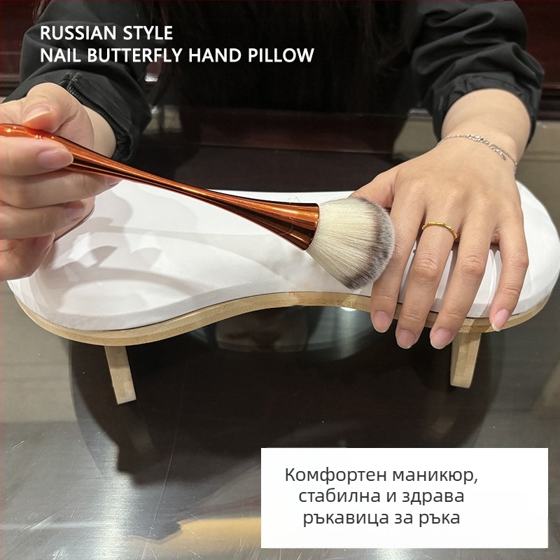 У-образена възглавница за опора на ръката при маникюр – комплект за настолна фототерапевтична лампа, кожа-пяна-дървена конструкция