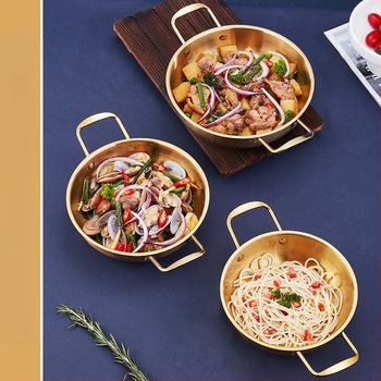 Корейски стил мини горещ котел за морски дарове и лапша, неръждаема стомана, с незалепващо покритие, стъклен капак, капацитет 2.1–4 л