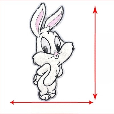 Плюшена апликация за дрехи с карикатурно зайче – бродирана, зайчеобразна форма, декоративна украса