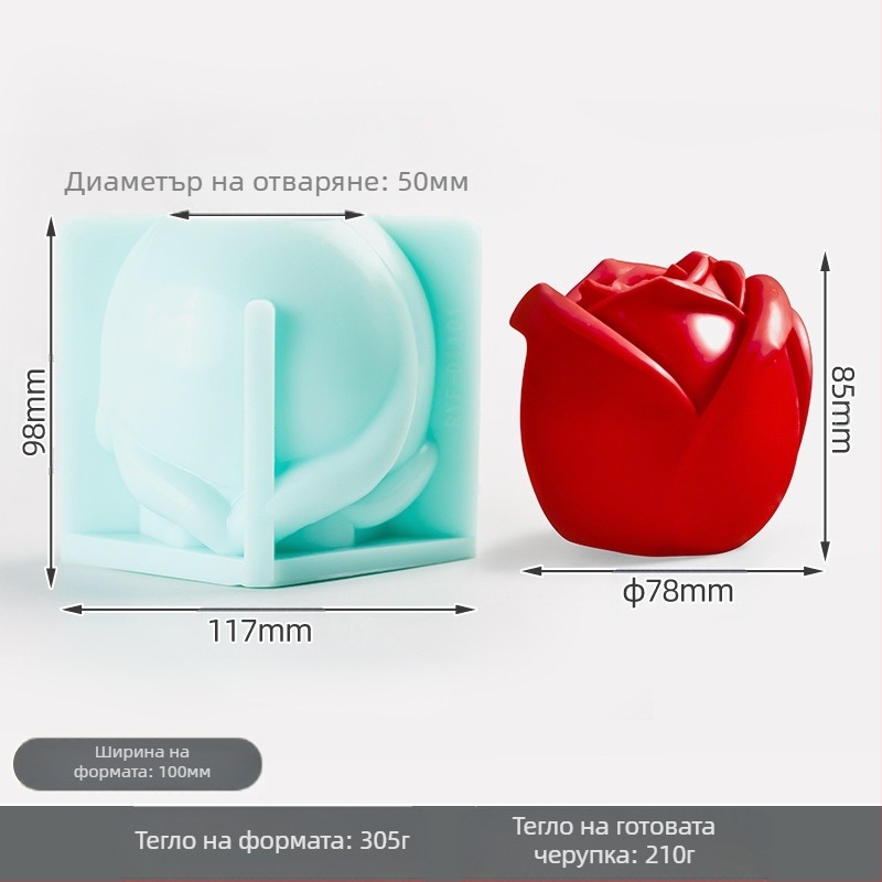 Силиконова форма за шоколад с форма на роза – за украса на торти, марка Ruyi Square, форма за печене/торти, стил модерен минималистичен